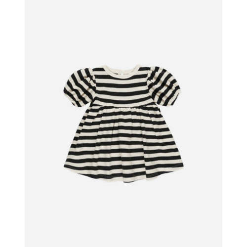 Waffle Babydoll Dress || Black Stripe 3-6M