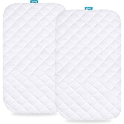Waterproof Bassinet Mattress Pad Cover Compatible with Papablic 2-in-1 Bonni, Cowiewie and AMKE Baby Bassinet(33" x19”), 2 Pack, Ultra Soft Viscose Made from Bamboo Terry Surface