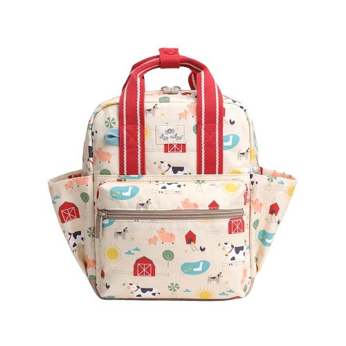 Itzy Ritzy Toddler Backpack - Daycare Bag - Features Adjustable Shoulder Straps, 2 Side Pockets & Spacious Interior with Wipeable Fabric Lining & Name Label, Farm Backpack
