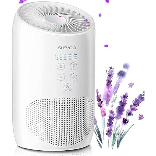 Air Purifiers for Home Pets Smokers in Bedroom, H13 True HEPA Filter Air Cleaner with Fragrance Sponge, Lock Set, 100% Ozone Free, Effectively Clean 99.97% of Dust, Smoke, Pets Dander, Pollen, Odors