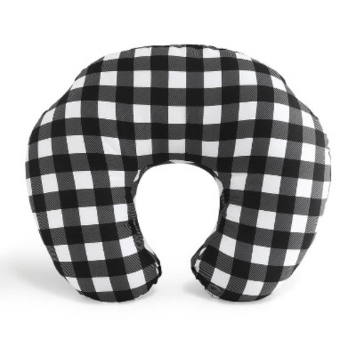The Peanutshell Nursing Pillow for Breastfeeding, Black and White Buffalo Plaid