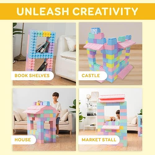 Giant Plastic Blocks Jumbo, Big Blocks, Jumbo Blocks, Big Building Blocks Jumbo, Giant Blocks, Huge Blocks, Jumbo Building Blocks, 86 Pieces Large Blocks for Kids Ages 1 to 8 86 pcs pastel with wheels