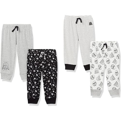 Amazon Essentials Disney | Marvel | Star Wars Baby Boys' Jogger Pants with Drawstring, Pack of 4