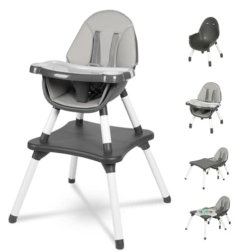 Gofirst 6 in 1 Baby High Chair,Convertible High Chairs for Babies and Toddlers/Booster Seat/Table and Chair Set,Baby Feeding Chair/5-Point Harness,4-Position Removable Tray&PU Cushion Baby Highchair