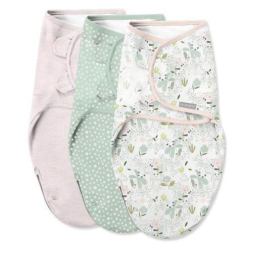 SwaddleMe by Ingenuity Swaddle in Size Small/Medium, For Ages 0-3 Months, 7-14 Pounds, Up to 26 Inches Long, 3-Pack Baby Swaddle with Easy Change Zipper - Peekaboo Panda