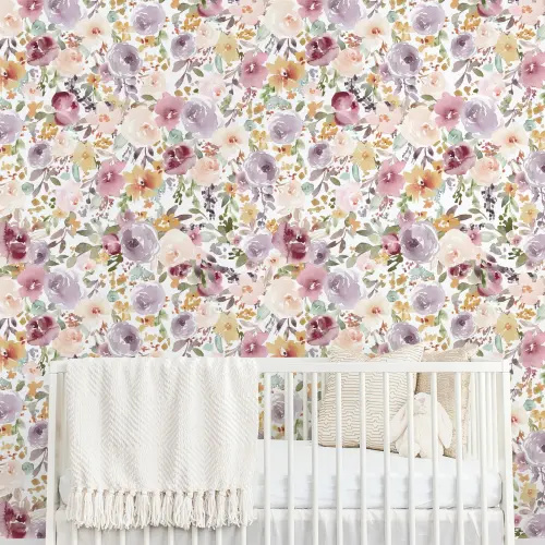 Rue Purple Floral Wallpaper by Loomwell – Project Nursery