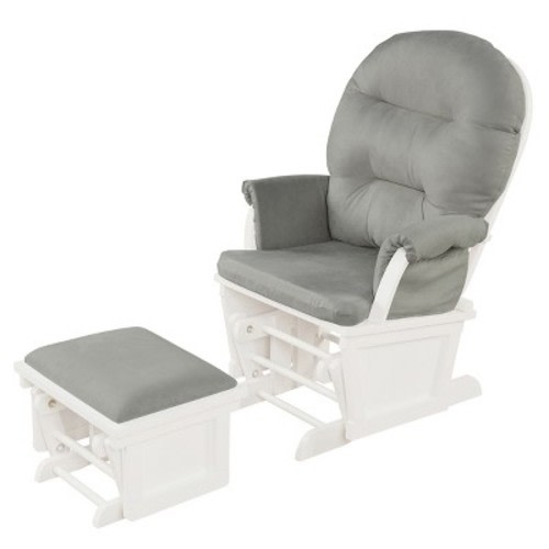 Tangkula Ergonomic Rocking Chair Baby Nursery Chair Glider with Ottoman, Color: Light grey