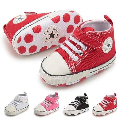 Meckior Baby Girls Boys Canvas Sneakers Soft Sole High-Top Ankle Infant First Walkers Crib Shoes