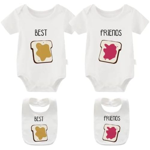 YSCULBUTOL Baby Twins Bodysuit Perfect Together Best Friend Newborn Romper Toddler Unisex Twin Outfit