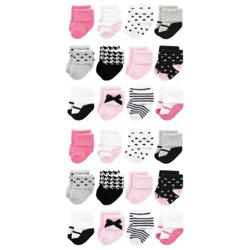 Little Treasure Baby Cotton Rich Terry Socks 24-Pack, Little Lady, 0-6 Months