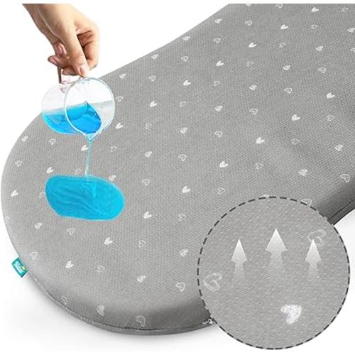 Bassinet Mattress Pad 18" x 30", Compatible with Halo Bassinest Swivel, Flex, Glide, Premiere & Luxe Series Sleeper, Waterproof Breathable Soft Baby Foam with Removable Zippered Cover, Grey