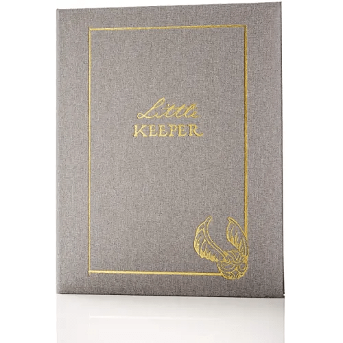 Conquest Journals Harry Potter Little Keeper Baby Album, Capture Magical Memories From Baby Shower Through Age 5, Grey Linen Cover With Lay Flat Spiral, 9" x 11 1/2", 66-Guided Journal Pages