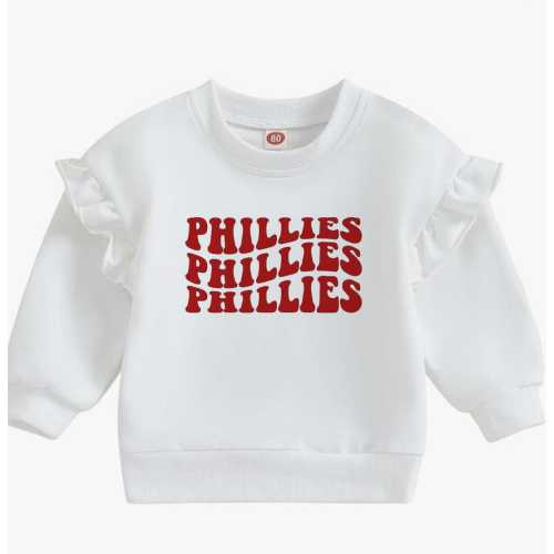 Phillies Ruffle Crewneck  - Phillies Baby Gear- Phillies Romper -Oversized Sweatshirt  - Ruffle Crewneck -  Phillies Gift - Red October