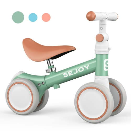 Sejoy Baby Balance Bike, Toddler Baby Bicycle with 4 Wheels for 10-36 Months, Adjustable Handlebar Baby Outdoor Bike Riding Toy, First B-day Gift