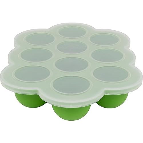 WeeSprout Silicone Freezer Tray with Clip on Lid Perfect Food Storage Container for Homemade Baby Food, Vegetable, Fruit Purees, and Breast Milk (Bright Green, Ten 1.5 Ounce Sections)