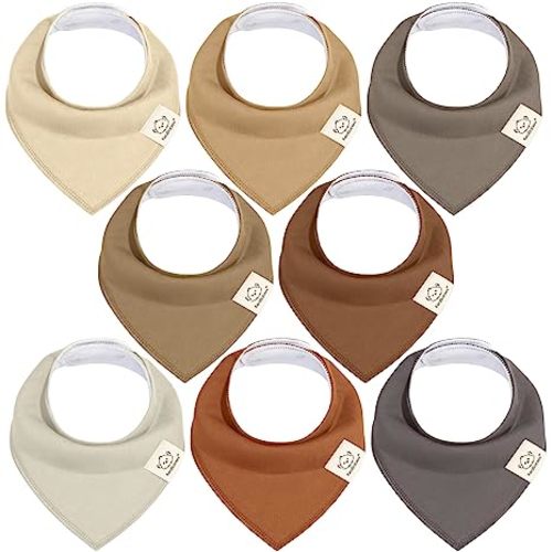 8-Pack Organic Baby Bandana Bibs for Girls - Super Absorbent Triangle Baby Bibs for Drooling and Teething Infant, 100% Cotton Extra Soft for Newborn, Infant 0-36 Months (Terracotta)