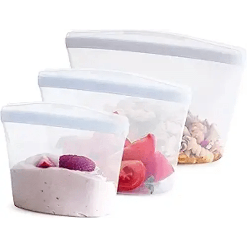 Stasher Premium Silicone Reusable Food Storage Bags, 3-Pack, Clear | Multi-Use Food Storage Bags, Lunch Bag, Travel Containers | BPA Free, Leak-free, Dishwasher-Safe, Eco-friendly