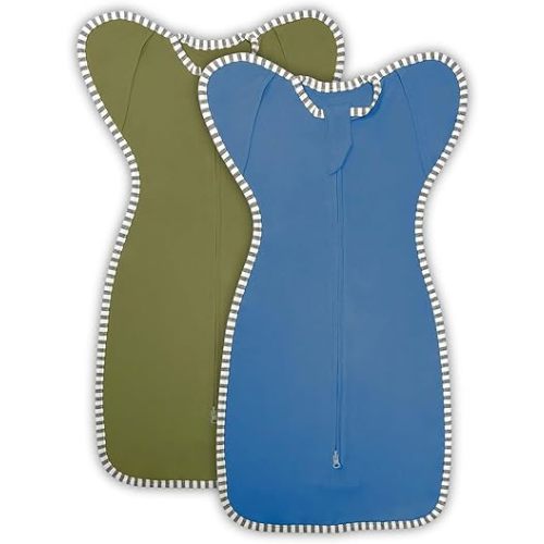 Transition Swaddle 0-3 Months Arms up Swaddle, 2-Pack Newborn Swaddle Sleep Sack 0-3 Months with 2-Way Zipper Swaddles Arms In/Out 100% Cotton 0.8 Tog Baby Swaddle Sack for Boy (Small 5-14lbs)