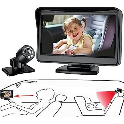 Baby Mirror for Car, Back Seat Baby Car Camera with Night Vision, View Infant in Rear Facing Seat with 4.3-Inch HD Display, Observe The Baby's Every Move at Any Time while Driving