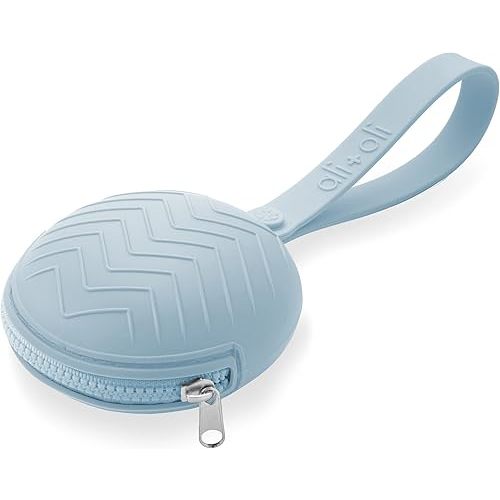 Ali+Oli Silicone Pacifier Holder Case (Dream Blue) BPA-Free Newborn Pacifier Holder, Travel Baby Pacifiers Silicone Pouch, Silicone Pacifier Storage Case, 3 by 1.6 Inches