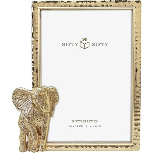 Modern Elephant Gold Picture Frame 4x6 inch for Tabletop Display Perfect for Home Decor Wedding Vacation Graduation Milestone Photo