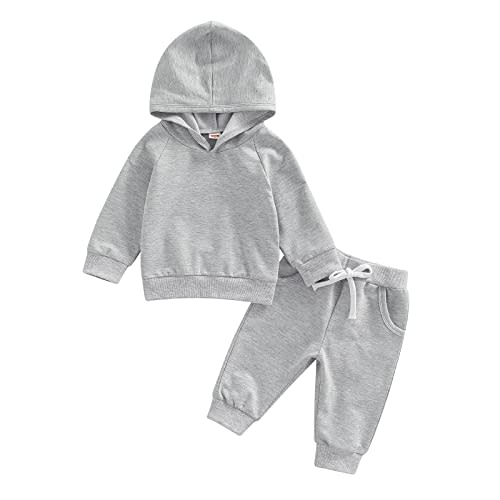 Baby Boy Sweatsuit Outfits Solid Color Hoodie Sweatshirt Sweatpants Toddler Infant Spring Fall Clothes Set