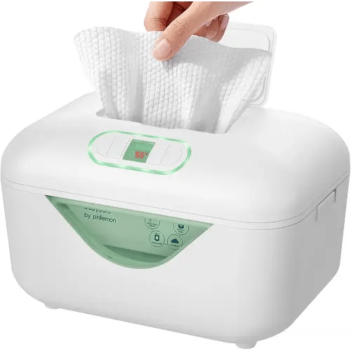 Baby Wipe Warmer, Protable Wipes Warmer Dispenser for Newborns with 4000mAh Battery 4-Temp Fast Heating Colored Night Light Large Capacity Indoor/Outdoor Nursery Essentials
