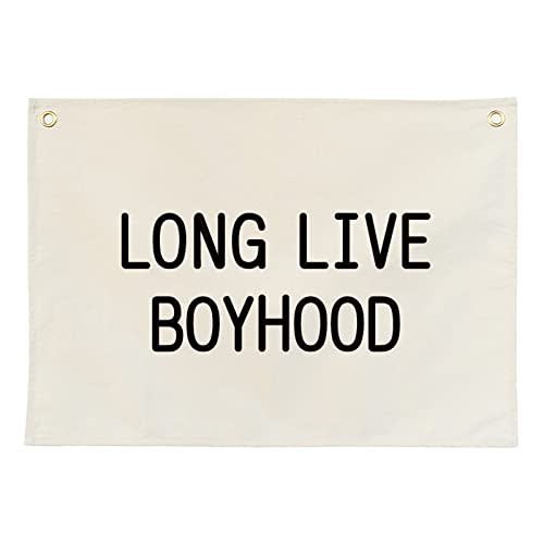 Canvas Banner Hanging Flag Banner for Nursery and Playroom Wall Décor for Kids Trendy Room Décor for Boys and Girls (Long live boyhood)