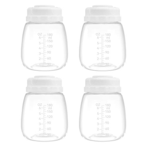 Milk Storage Bottle and Collection Bottle, Compatible with Spectra S1, S2, Motif Luna, Cimilre, Ameda MYA Pumps, Replace Spectra Bottles Wide-Mouth Bottles, 4 pc (6oz/180ml)