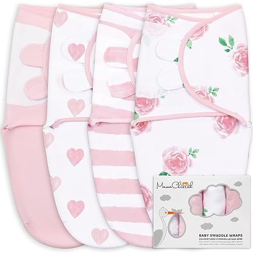 Mama Cheetah Baby Swaddle Sack, Organic Swaddle Blanket, Newborn Swaddle Sleep Sacks, Adjustable Infant Swaddle Wrap, Easy Swaddles for Boy Girl 0-3 Month, Angelic 4-Pack