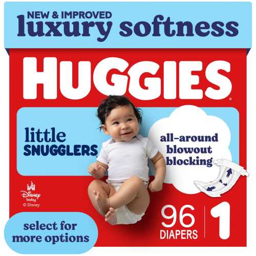 Huggies, Little Snugglers Baby Diapers, Size 1, 8-14 lbs, 96 ct
