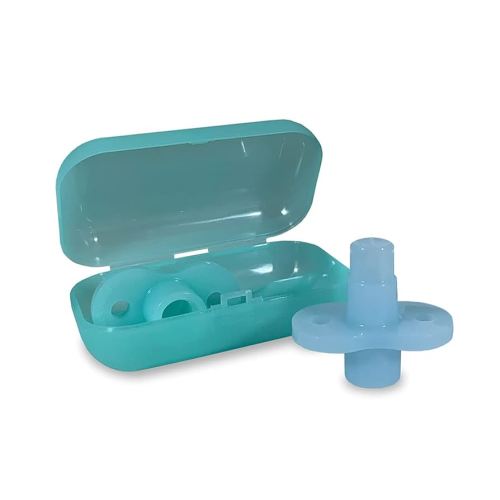 Soft Sip Baby Food Pouch Topper Plus Travel Case - Baby Led Weaning - 100% Silicone, Dishwasher-Friendly and Mess-Free Feeding for Babies 6 Months+, Universal Fit - Aqua Blue, 2 Packs