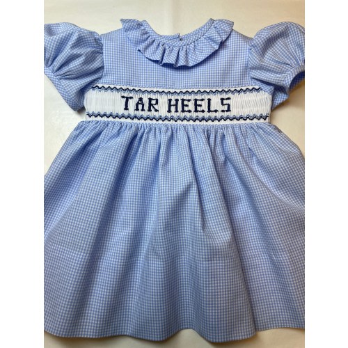 Collegiate/Tar Heels/North Carolina/Football Smocked Classic Dress