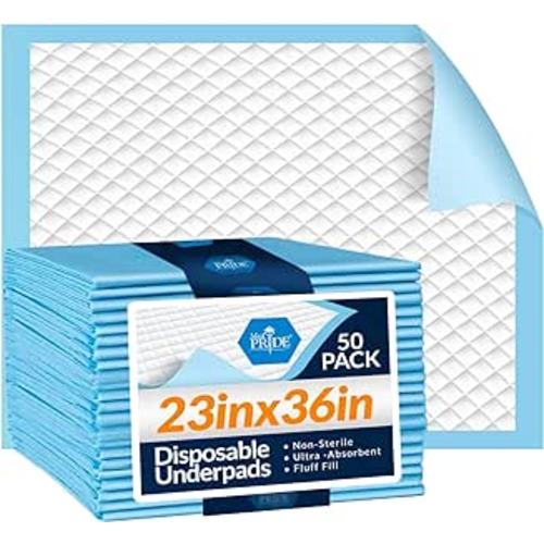 Amazon.com: MED PRIDE Disposable Underpads 23'' X 36'' Incontinence Pads, Chux, Bed Covers, Puppy Training | Thick, Super Absorbent Protection for Kids, Adults, Elderly | Liquid, Urine, Accidents (15) : Health & Household