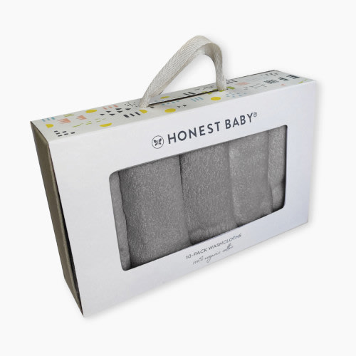 Honest Baby Clothing 10-Pack Organic Cotton Baby Terry Wash Cloths - Heather Grey, Os