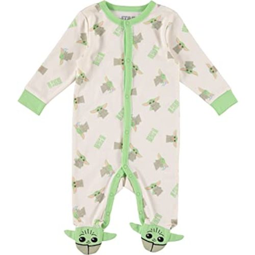 STAR WARS The Mandalorian Baby Boys Footie Pajamas Romper Featuring Baby Yoda - Baby Pajamas - Baby Sleeper