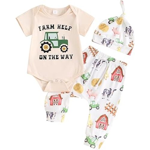 FIOMVA Newborn Baby Clothes Boy Funny Letter Short Sleeve Onesie Romper+Long Pants Set Infant Summer Outfits
