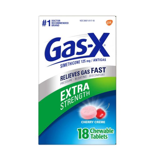 Gas-X Antigas Extra Strength Simethicone 125mg Chewable Tablets Cherry, 18 CT