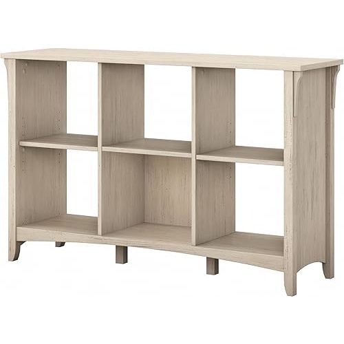 Bush Furniture Salinas 6 Cube Organizer in Antique White, Office Storage Solution, Home Organizer with Open Shelving, Compact Unit for Books and Supplies