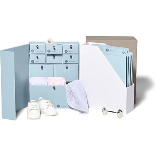 Savor | The Original Deluxe Baby Keepsake Box | Fabric Bound Acid-Free Gender-Neutral Minimalist Newborn Keepsake and Memory Organizer with Labels | For Pregnancy, Mother’s Day, Baby Shower, New Baby