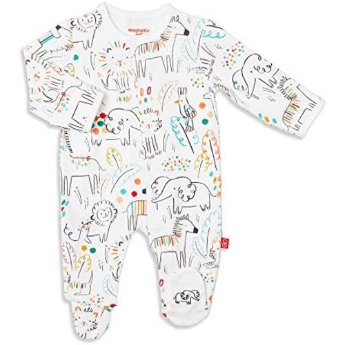 Magnetic Me Footie Pajamas - 100% Organic Cotton Baby Pajamas - Quick Magnetic Fastener Sleeper for Baby Boy and Girl
