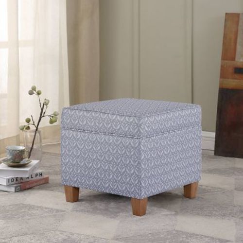 Cole Classics Square Storage Ottoman with Lift Off Top Light Gray - HomePop: Upholstered Bench, Plywood Frame