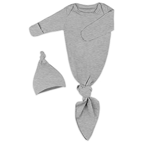 Baby Knotted Gown, Super Soft Newborn Infant Long Sleeve Sleeper for Baby Girl and Boy Sleepwear with Hat Set