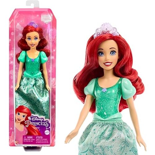 Mattel Disney Princess Toys, Ariel Fashion Doll, Sparkling Look with Red Hair, Blue Eyes & Tiara Accessory, Inspired by The Little Mermaid Movie