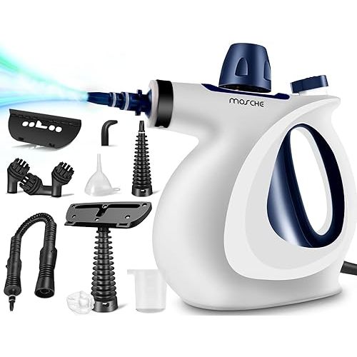 Handheld Pressurized Steam Cleaner with 11-Piece Accessory Set, Multi-Surface Steamer for Cleaning, All Natural Steam Cleaner for Home, Upholstery, Car, Floor, Grout and Tile