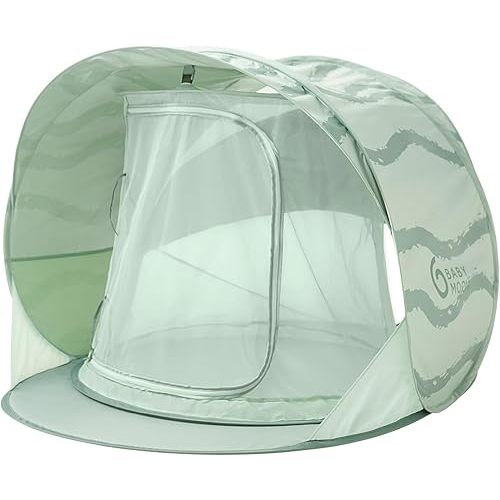 Babymoov Moov & Protect Anti-UV Cooling Beach Tent for Babies with Integrated Mosquito Net, Portable, Green Lagoon (Summer 2025 Edition)