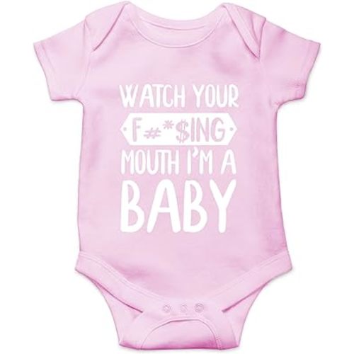 CBTwear Watch Your Mouth, I'm A Baby - Baby Clothes - Funny Newborn Bodysuit Outfits for Boys and Girls