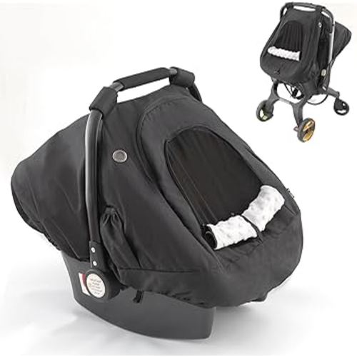 Winter Baby Car Seat Cover, Windproof Infant Warm Carseat Cold Weather for Newborn Boys and Girls, Keeps Babies Warm 4 Seasons（Black）