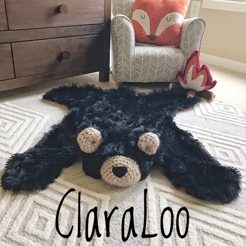Small Black Minky Bear Rug Blanket for Nursery | Plush Woodland Nursery Decor by ClaraLoo