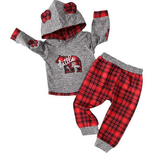 Toddler Baby Boy Clothes Infant Newborn Boy Outfit Long Sleeve Hoodie Sweatshirt Pants Fall Winter Clothes Set